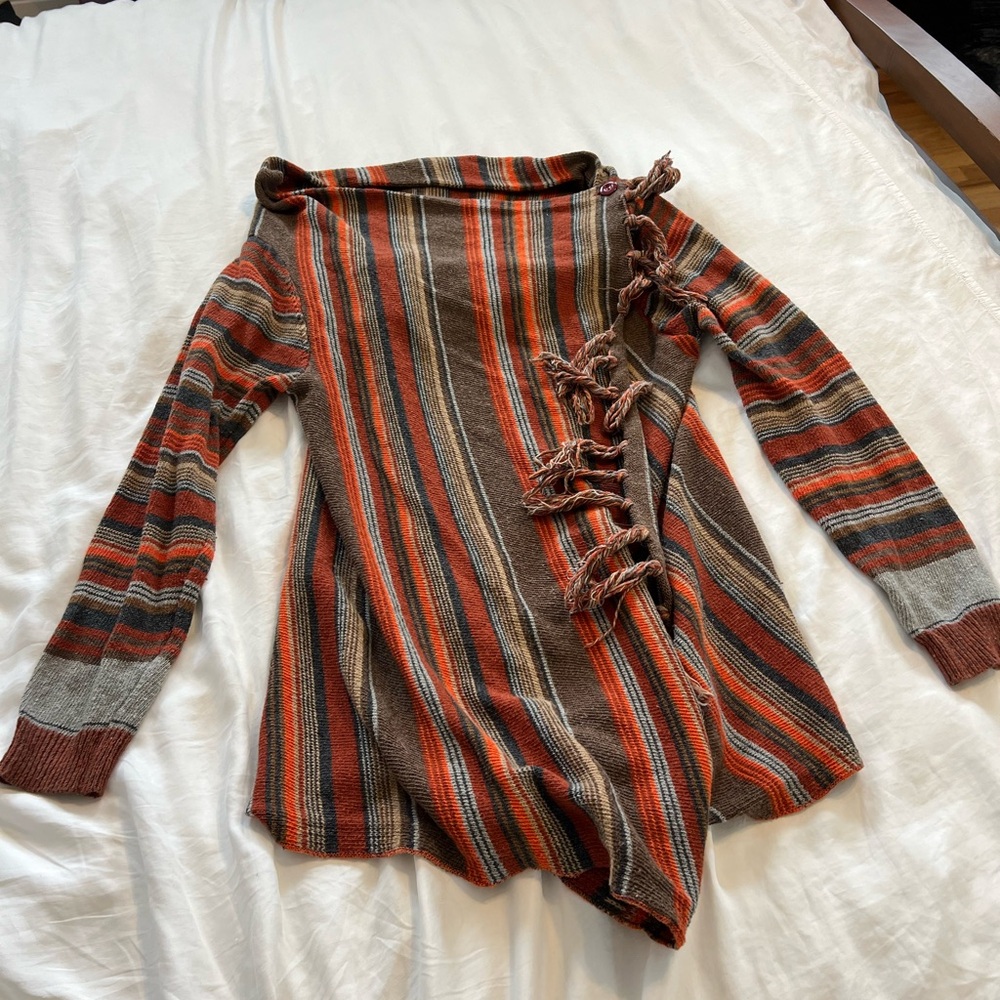 Open Front Knited Tassels Slash